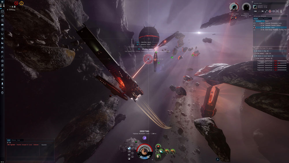 Screenshot of a fragment of the computer game EVE Online (2003).