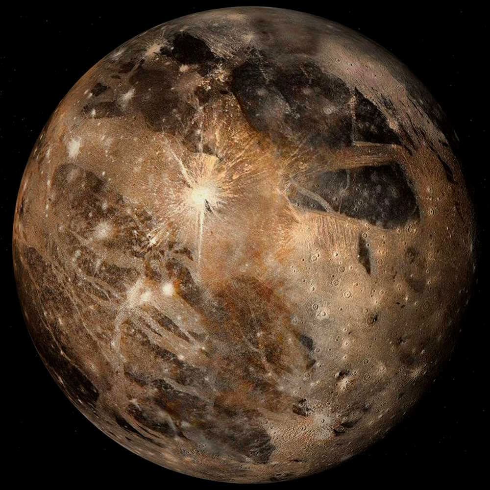 Planet Ganymede, satellite image.